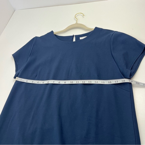 Cuyana Navy Blue Shift Cap Sleeve‎ Career Dress Knee Length Womens Size Large - Picture 6 of 11